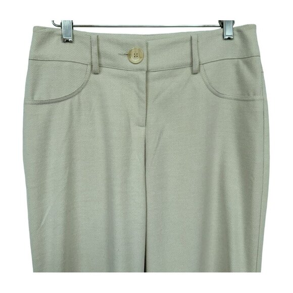 Cache Vintage Ivory Tonal Pattern Wide Leg Trousers Pants Pockets Sz 2 Long USA - Picture 2 of 8